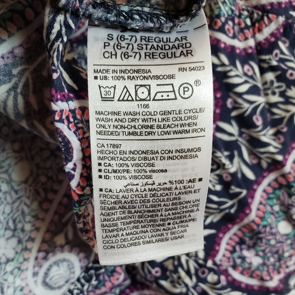 3/$20 Old Navy Purple Blue Floral Paisley Print Swing Tank Top, size 6-7 girls - Picture 6 of 8